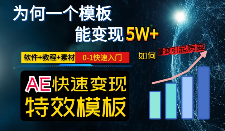 AE视频特效模板变现月入3-5W,0-1快速入门,软件+教程+素材-淘金日记