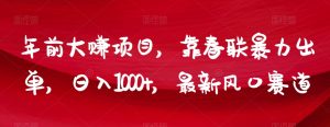 年前大赚项目，靠春联暴力出单，日入1000+，最新风口赛道【揭秘】-淘金日记