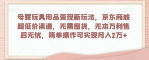 母婴玩具用品变现新玩法,京东商城超低价渠道,简单操作可实现月入2万+【揭秘】-淘金日记