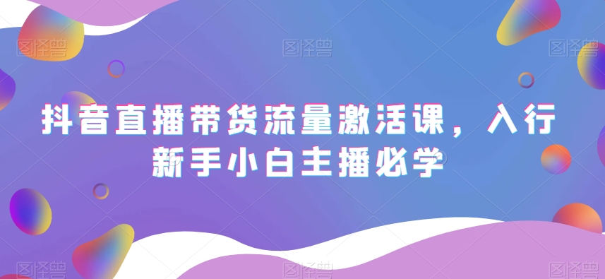 抖音直播带货流量激活课,入行新手小白主播必学-淘金日记