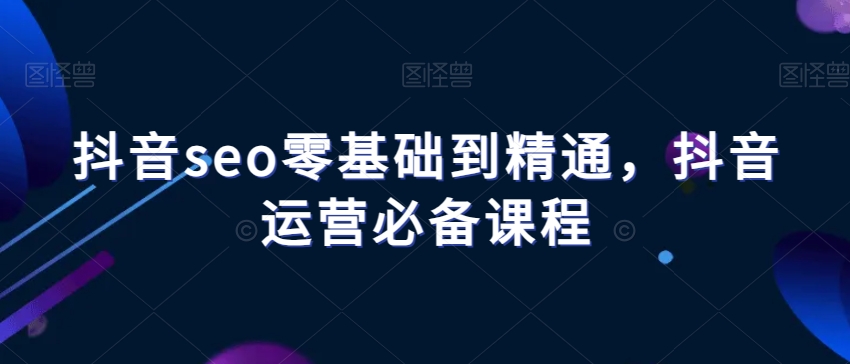 抖音seo零基础到精通,抖音运营必备课程-淘金日记