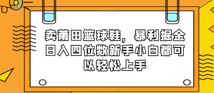 卖莆田篮球鞋，暴利掘金日入四位数新手小白都可以轻松上手【揭秘】-淘金日记