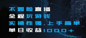 不露脸直播全程玩游戏,实操性强,上手简单,单日收益1000+【揭秘】-淘金日记
