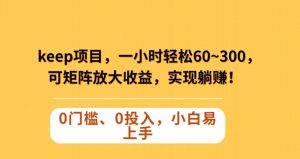 Keep蓝海项目，一小时轻松60~300＋，可矩阵放大收益，可实现躺赚【揭秘】-淘金日记