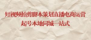 短视频拍剪脚本策划直播电商运营起号本地同城一站式-淘金日记