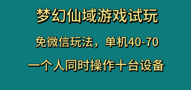 梦幻仙域游戏试玩,免微信玩法,单机40-70,一个人同时操作十台设备【揭秘】-淘金日记