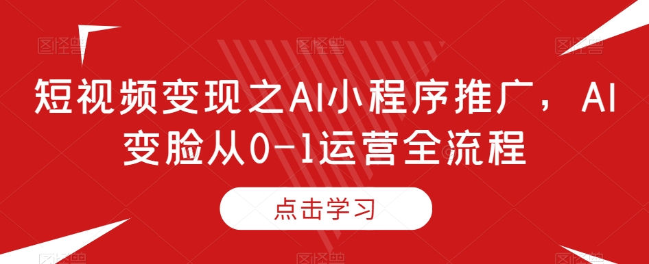 短视频变现之AI小程序推广,AI变脸从0-1运营全流程-淘金日记