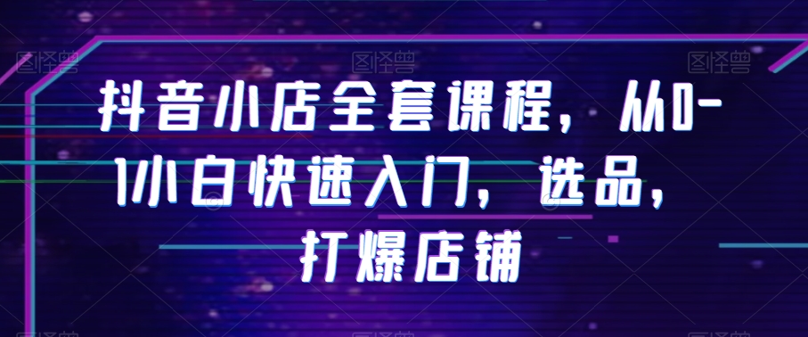抖音小店全套课程,从0-1小白快速入门,选品,打爆店铺-淘金日记