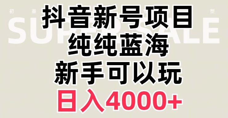 抖音蓝海赛道，必须是新账号，日入4000+【揭秘】-淘金日记