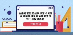 主播运营型实战训练营-第34期从底层到起号到运营型主播到千川投放思路-淘金日记