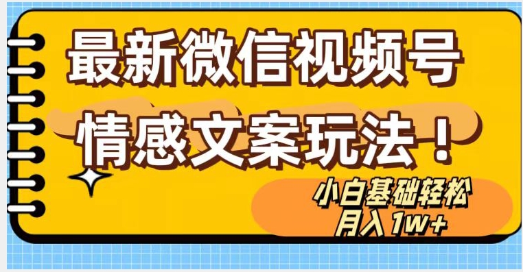 微信视频号情感文案最新玩法,小白轻松月入1万+无脑搬运【揭秘】-淘金日记