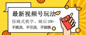 最新视频号玩法，不销售、不引流、不推广，躺着月入1W+，保姆式教学，小白轻松上手【揭秘】-淘金日记