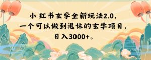小红书玄学全新玩法2.0，一个可以做到退休的玄学项目，日入3000+【揭秘】-淘金日记