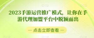 2023手游运营推广模式,让你在手游代理加盟平台中脱颖而出-淘金日记