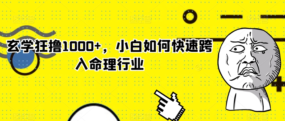 玄学狂撸1000+,小白如何快速跨入命理行业【揭秘】-淘金日记