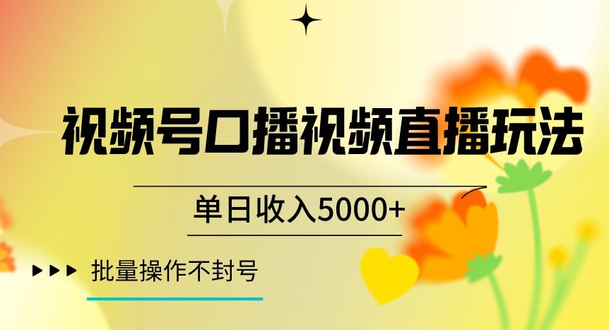 视频号囗播视频直播玩法，单日收入5000+，批量操作不封号【揭秘】-淘金日记