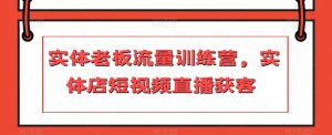 实体老板流量训练营,实体店短视频直播获客-淘金日记