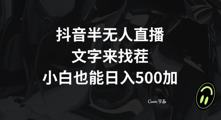 抖音半无人直播,文字来找茬小游戏,每天收益500+【揭秘】-淘金日记