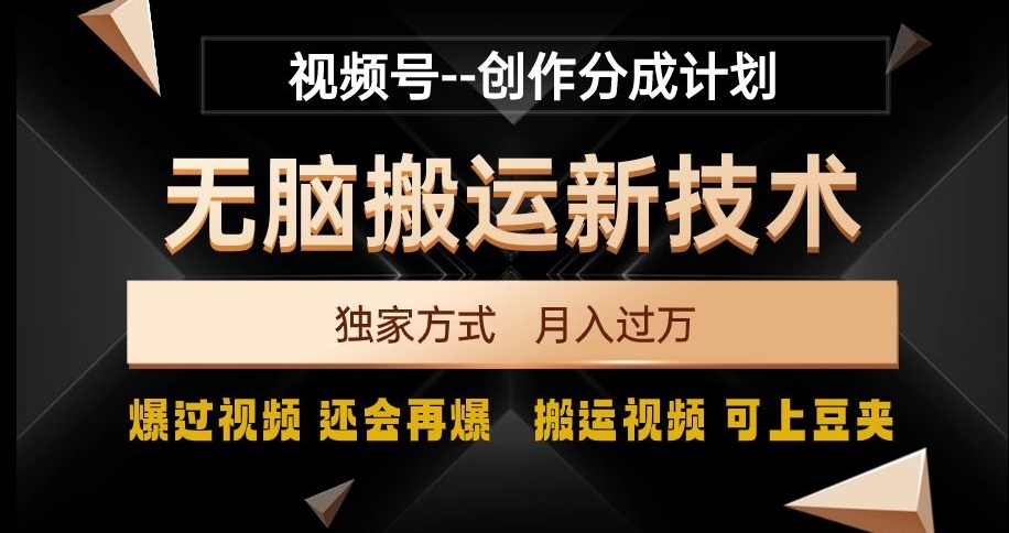 视频号无脑搬运新技术,破原创壕流量,独家方式,爆过视频,还会再爆【揭秘】-淘金日记