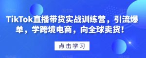 TikTok直播带货实战训练营,引流爆单,学跨境电商,向全球卖货!-淘金日记