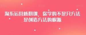 淘系运营核心课,你学的不是只方法是创造方法的根源-淘金日记
