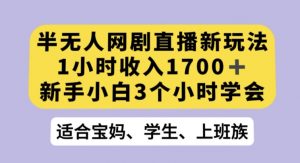 半无人网剧直播新玩法，1小时收入1700+，新手小白3小时学会【揭秘】-淘金日记