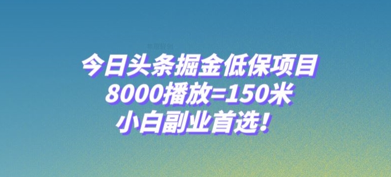 今日头条掘金低保项目，8000播放=150米，小白副业首选【揭秘】-淘金日记