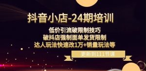 抖音小店-24期：低价引流破限制技巧，破抖店强制面单发货限制，达人玩法快速改1万+销量玩法等-淘金日记