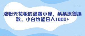 涨粉天花板的温馨小屋，条条原创爆款，小白也能日入1000+【揭秘】-淘金日记