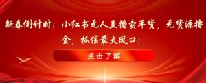 新春倒计时！小红书无人直播卖年货，无货源撸金，抓住最大风口【揭秘】-淘金日记