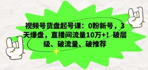 视频号货盘起号课：0粉新号，3天爆盘，直播间流量10万+！破层级、破流量、破推荐-淘金日记
