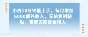 小白10分钟能上手，每月增加6000额外收入，无脑复制粘贴‌，百度答题赏金猎人【揭秘】-淘金日记