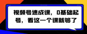 视频号速成课，​0基础起号，看这一个课就够了-淘金日记