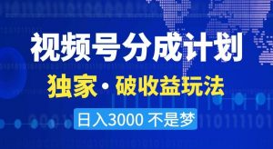视频号分成计划,独家·破收益玩法,日入3000不是梦【揭秘】-淘金日记