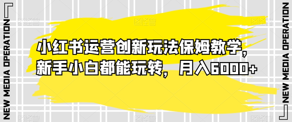 小红书运营创新玩法保姆教学,新手小白都能玩转,月入6000+【揭秘】-淘金日记