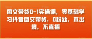 图文带货0-1实操课,零基础学习抖音图文带货,0粉丝,不出境,不直播-淘金日记