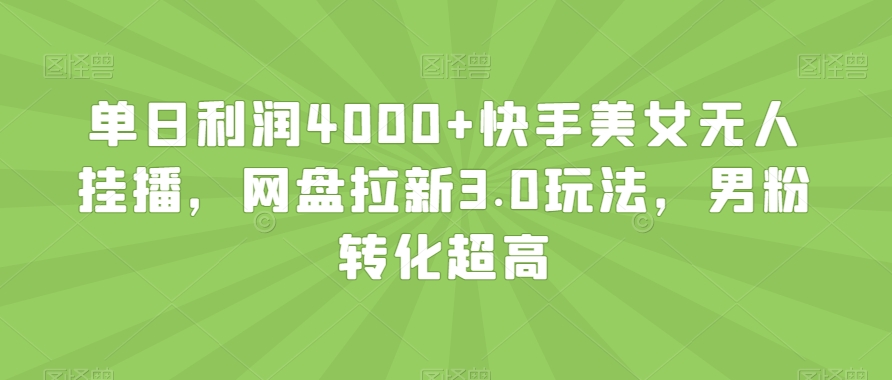 单日利润4000+快手美女无人挂播,网盘拉新3.0玩法,男粉转化超高【揭秘】-淘金日记