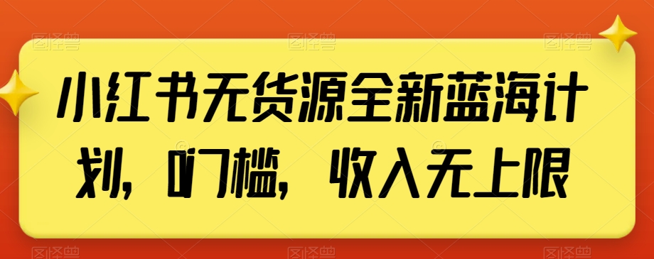 小红书无货源全新蓝海计划，0门槛，收入无上限【揭秘】-淘金日记