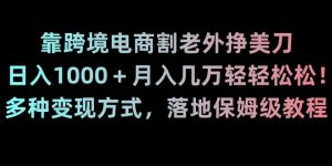 靠跨境电商割老外挣美刀,日入1000+月入几万轻轻松松!多种变现方式,落地保姆级教程【揭秘】-淘金日记