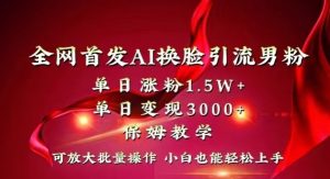 全网首发Ai换脸引流男粉，单日涨粉1.5w+，单日变现3000+，小白也能轻松上手拿结果【揭秘】-淘金日记