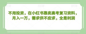 不用投资,在小红书靠卖高考复习资料,月入一万,需求供不应求,全是利润【揭秘】-淘金日记