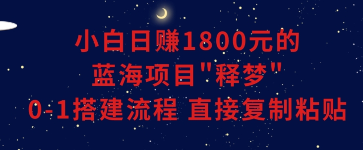 小白能日赚1800元的蓝海项目”释梦”0-1搭建流程可直接复制粘贴长期做【揭秘】-淘金日记