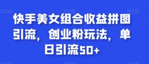 快手美女组合收益拼图引流，创业粉玩法，单日引流50+【揭秘】-淘金日记