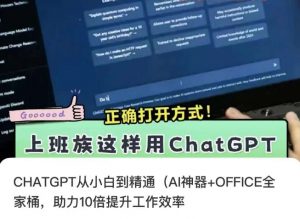CHATGPT从小白到精通,AI神器+OFFICE全家桶,助力10倍提升工作效率-淘金日记