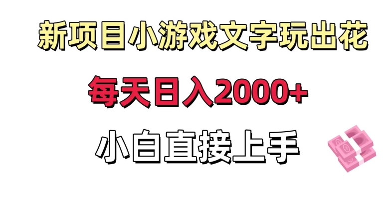新项目小游戏文字玩出花日入2000+,每天只需一小时,小白直接上手【揭秘】-淘金日记