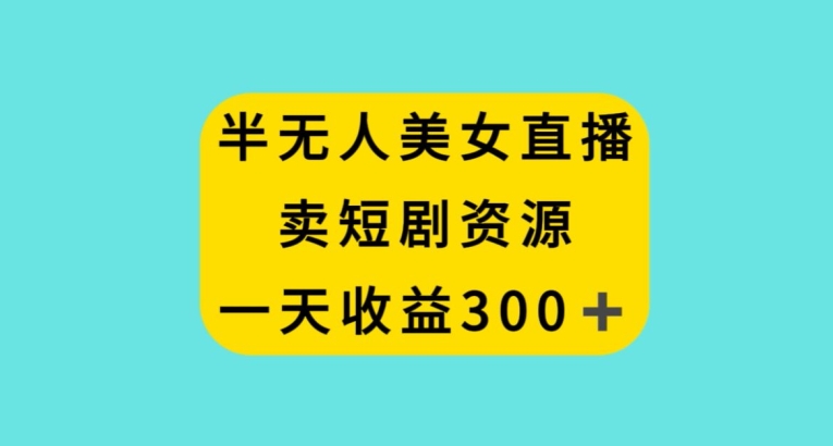 半无人美女直播,卖短剧资源,一天收益300+【揭秘】-淘金日记