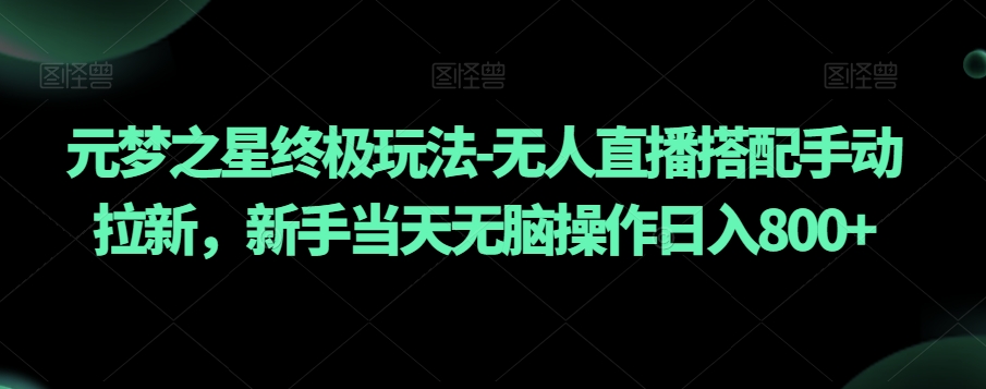 元梦之星终极玩法-无人直播搭配手动拉新,新手当天无脑操作日入800+【揭秘】-淘金日记