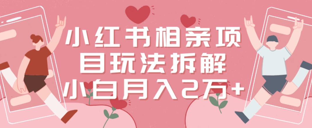 小红书相亲项目玩法拆解，有人通过这个副业项目做到了月收入2万多【揭秘】-淘金日记