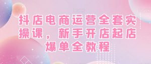 抖店电商运营全套实操课,新手开店起店爆单全教程-淘金日记
