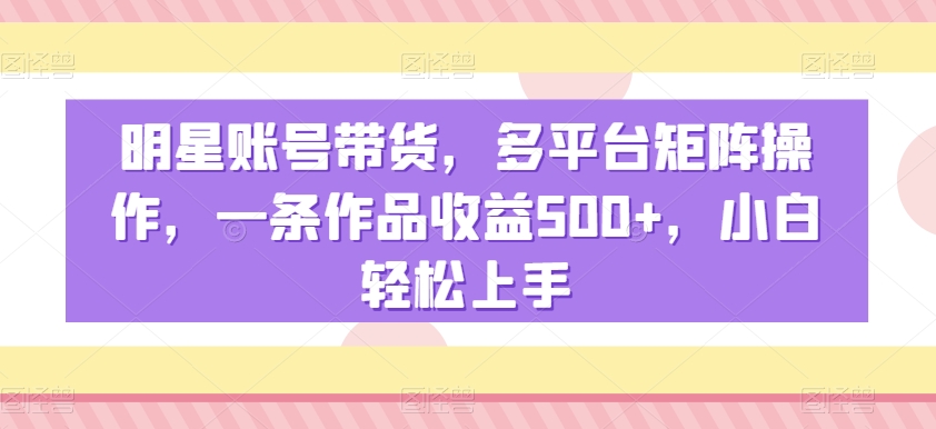 明星账号带货,多平台矩阵操作,一条作品收益500+,小白轻松上手【揭秘】-淘金日记